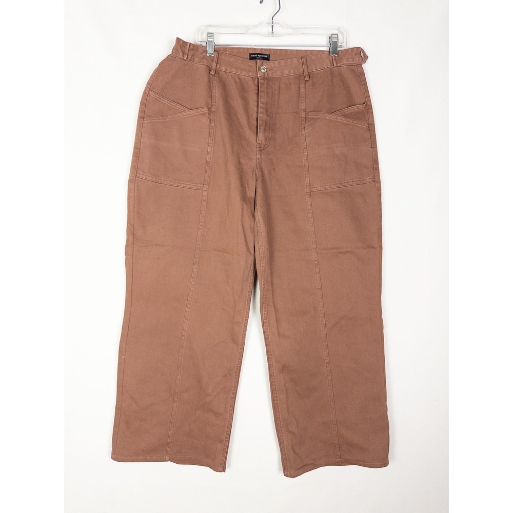 Naked Wardrobe Jeans Womens 34 Wide Leg Baggy Chocolate‎ Cropped High Rise